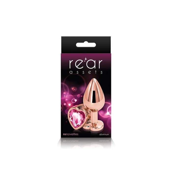 Rear Assets Rose Gold Heart Plug Medium Pink NS Novelties Anal