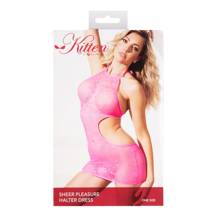 Sheer Pleasure Halter Dress Pink Allure Lingerie Vibrators