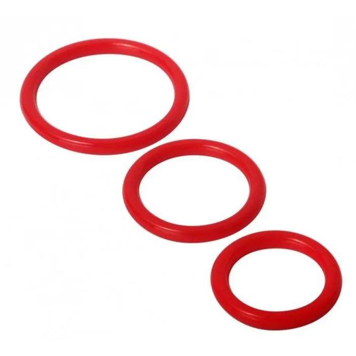 Trinity for Men Male Sex Toys Trinity for Men 3 Piece Silicone Cock Ring Set Red