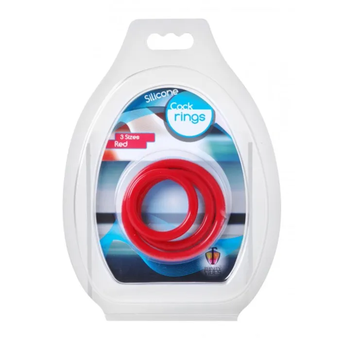 Trinity for Men Male Sex Toys Trinity for Men 3 Piece Silicone Cock Ring Set Red