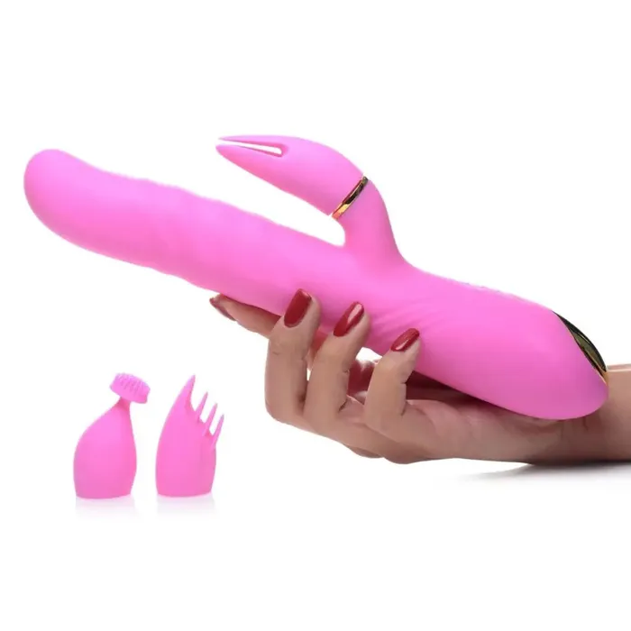 10x Versathrust Vibrating And Thrusting Silicone Rabbit With 3 Attachments inmi Vibrators 10x Versathrust Vibrating And Thrusting Silicone Rabbit With 3 Attachments inmi Vibrators