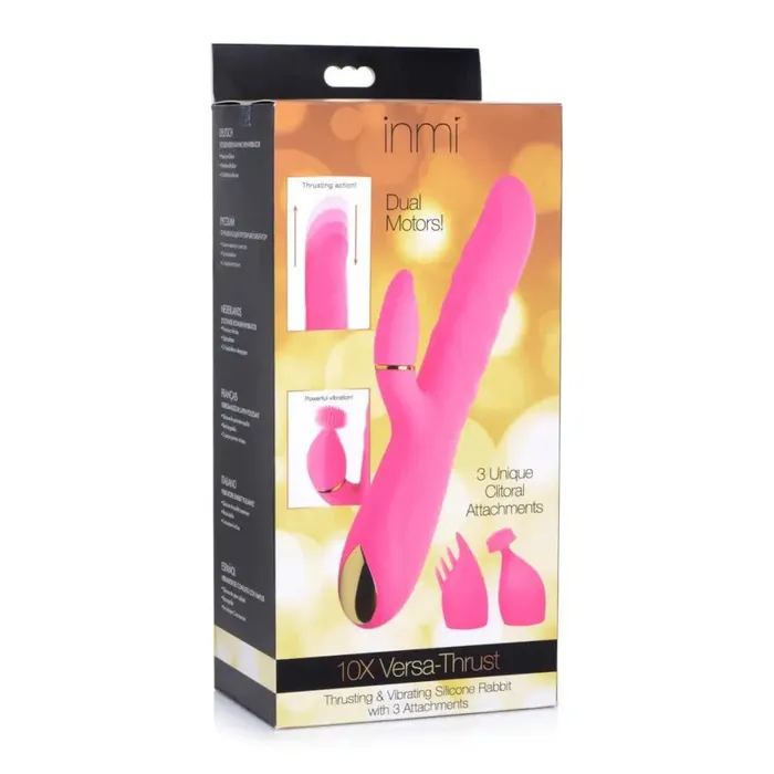 10x Versathrust Vibrating And Thrusting Silicone Rabbit With 3 Attachments inmi Vibrators 10x Versathrust Vibrating And Thrusting Silicone Rabbit With 3 Attachments inmi Vibrators