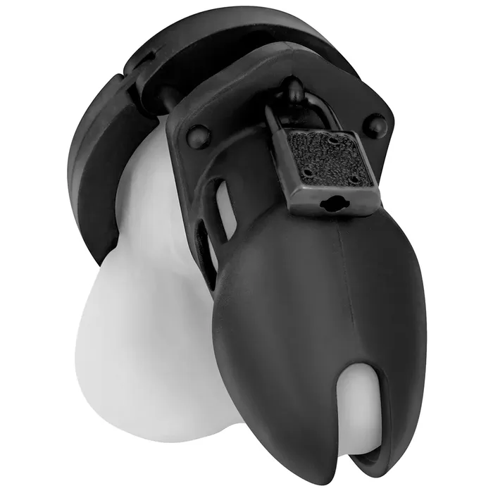 Anal Electric Eel Blue Line Silicone Chastity Cage in Black