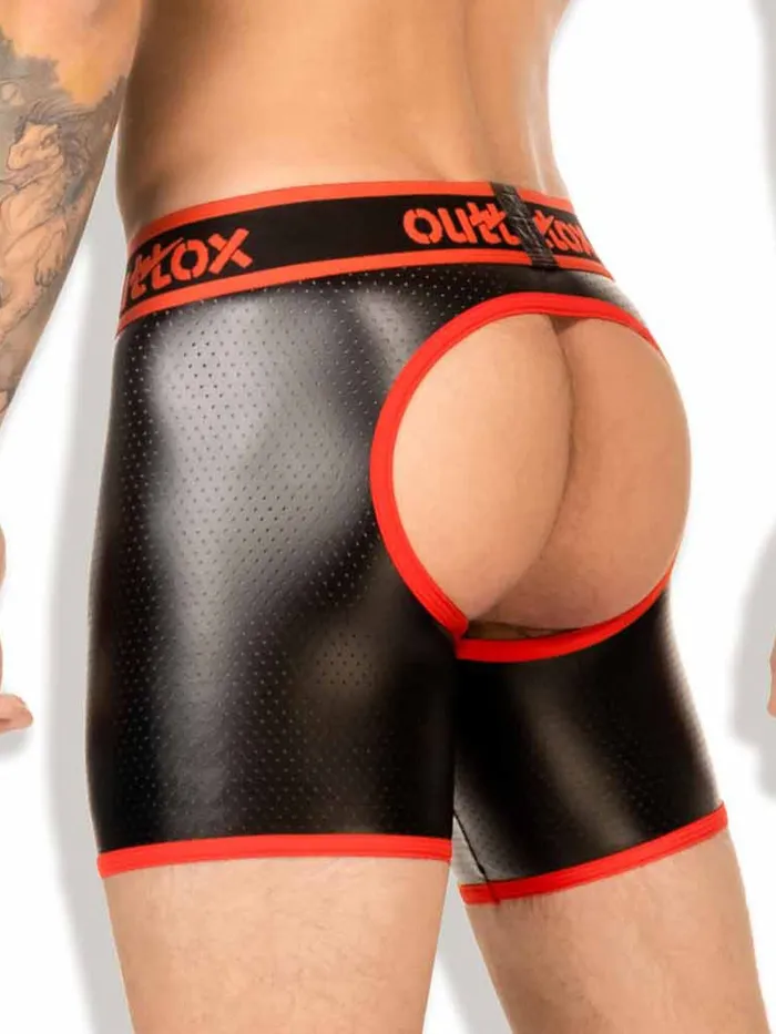 Anal HonourSkintwocom Cycling Shorts with Open Rear in Black Red