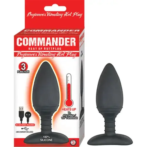 Anal Novelties By Nasswalk Commander Beginner Vibrating Hot Plug Heating Up To 107 Degrees Magnetic Charging 3 Function Waterproof Black