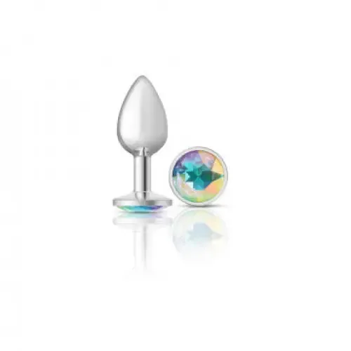 Anal Viben Cheeky Charms Round Clear Iridescent Silver Plug