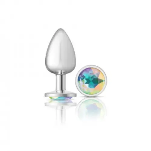 Anal Viben Cheeky Charms Round Clear Iridescent Silver Plug Anal Viben Cheeky Charms Round Clear Iridescent Silver Plug