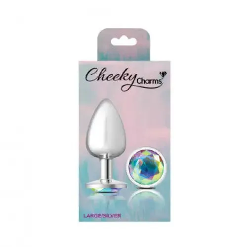 Anal Viben Cheeky Charms Round Clear Iridescent Silver Plug Anal Viben Cheeky Charms Round Clear Iridescent Silver Plug