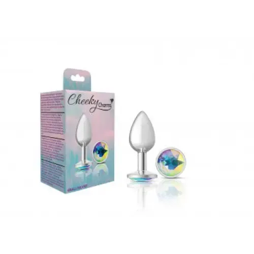 Anal Viben Cheeky Charms Round Clear Iridescent Silver Plug Anal Viben Cheeky Charms Round Clear Iridescent Silver Plug
