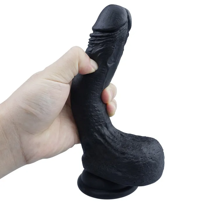 B44 Realistic Black DualDensity Liquid Silicone Suction Cup Dildo with Balls 73 Inch Modi Female Sex Toys