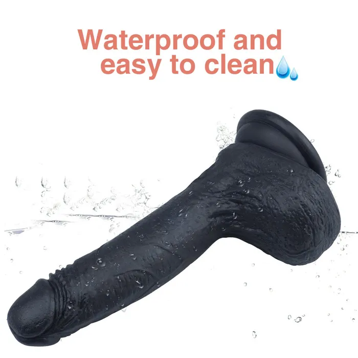 B44 Realistic Black DualDensity Liquid Silicone Suction Cup Dildo with Balls 73 Inch Modi Female Sex Toys