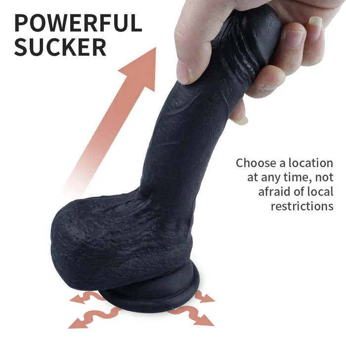 B44 Realistic Black DualDensity Liquid Silicone Suction Cup Dildo with Balls 73 Inch Modi Female Sex Toys