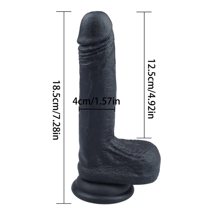 B44 Realistic Black DualDensity Liquid Silicone Suction Cup Dildo with Balls 73 Inch Modi Female Sex Toys