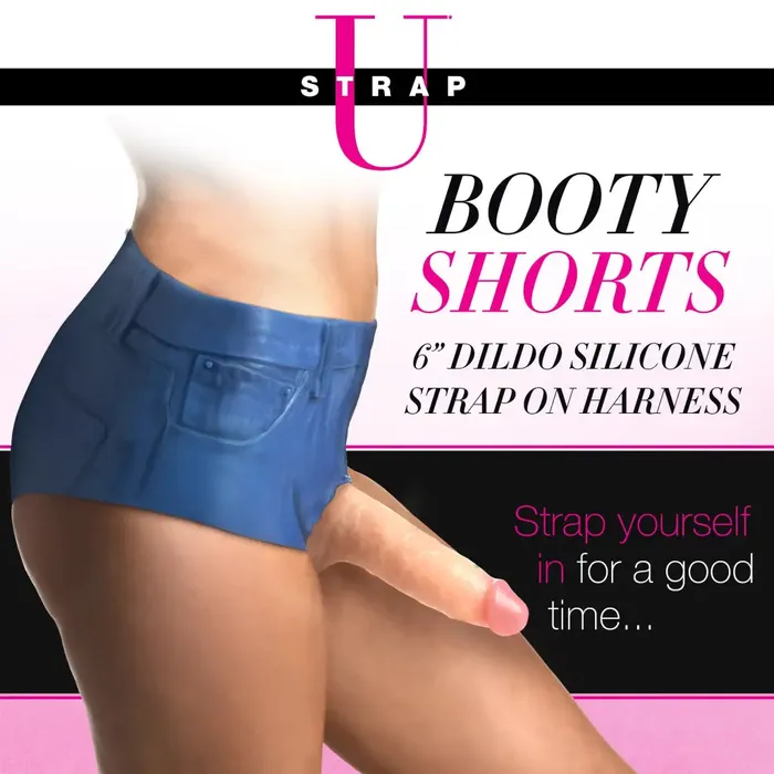 Booty Shorts 6 Inch Dildo Silicone Strap On Harness Large XR Brands Female Sex Toys