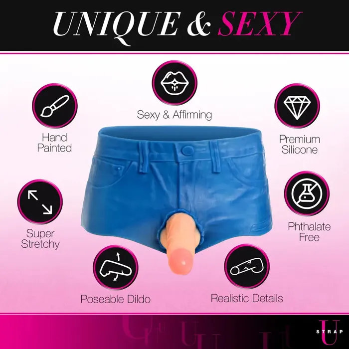 Booty Shorts 6 Inch Dildo Silicone Strap On Harness Large XR Brands Female Sex Toys