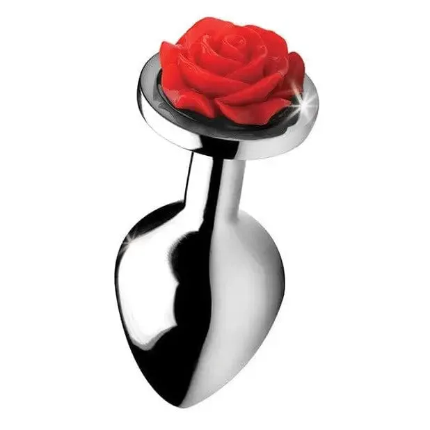 Booty Sparks Anal Bootysparks Red Rose Anal Plug Silver Booty Sparks Anal Bootysparks Red Rose Anal Plug Silver
