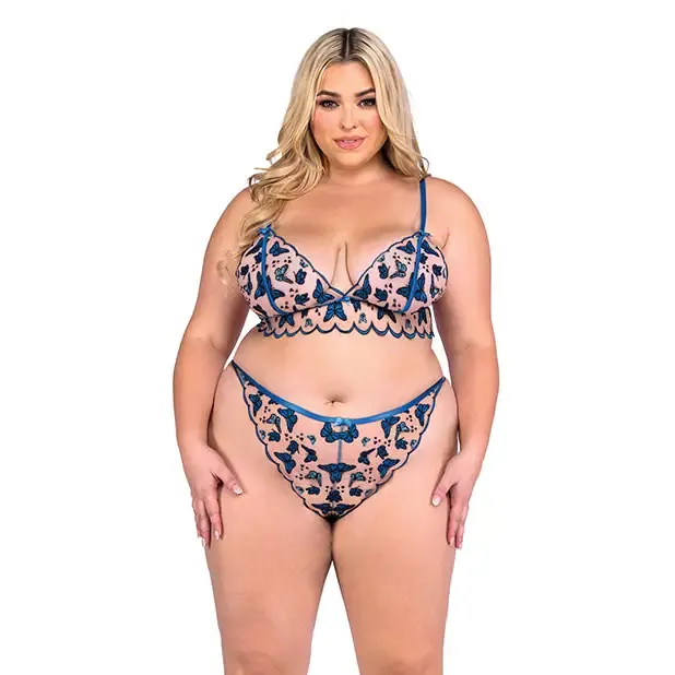Butterfly Beauty Embroidered Bralette Panty Blue Roma Costume INC Vibrators Butterfly Beauty Embroidered Bralette Panty Blue Roma Costume INC Vibrators