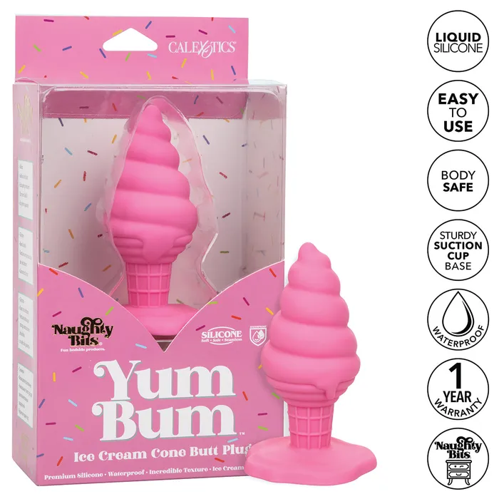 CalExotics Anal CaleXOtics Naughty Bits Yum Bum Ice Cream Cone Silicone Butt Plug Pink