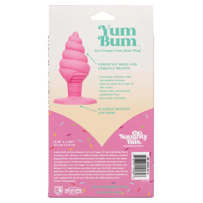 CalExotics Anal CaleXOtics Naughty Bits Yum Bum Ice Cream Cone Silicone Butt Plug Pink