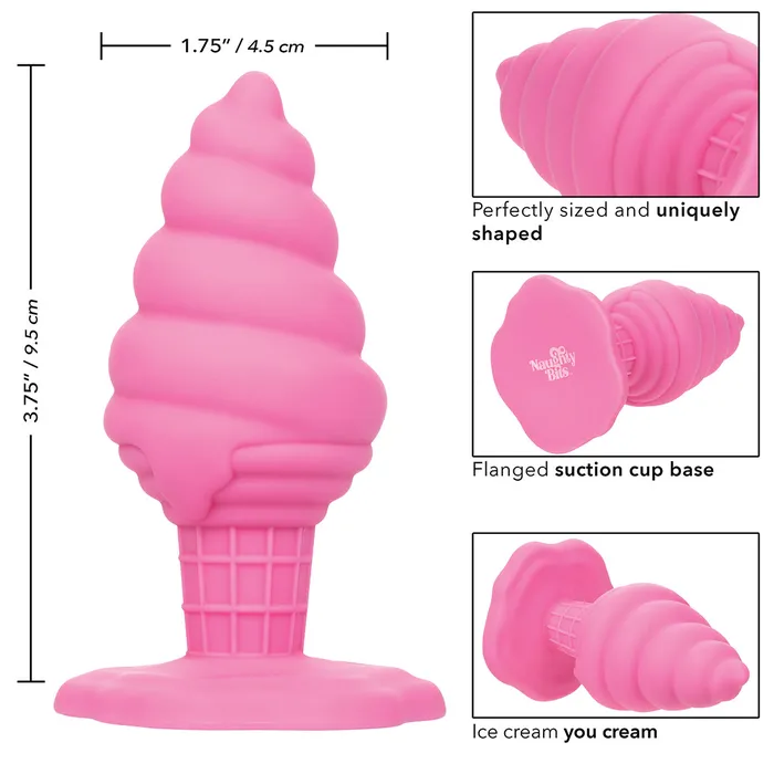 CalExotics Anal CaleXOtics Naughty Bits Yum Bum Ice Cream Cone Silicone Butt Plug Pink