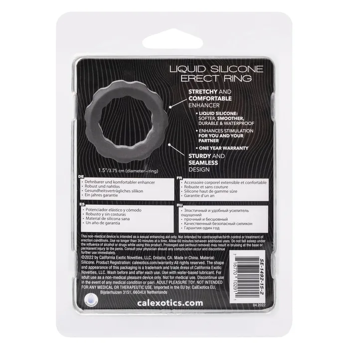 CalExotics Male Sex Toys CalExotics Alpha Ring Liquid Silicone Erect Ring Grey