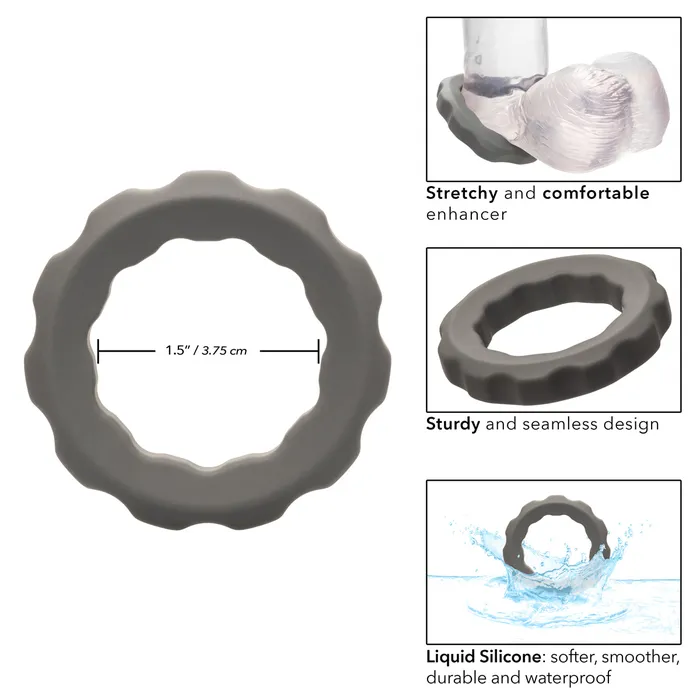 CalExotics Male Sex Toys CalExotics Alpha Ring Liquid Silicone Erect Ring Grey