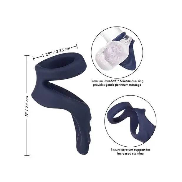 CalExotics Vibrators Viceroy Perineum Dual Ring Blue