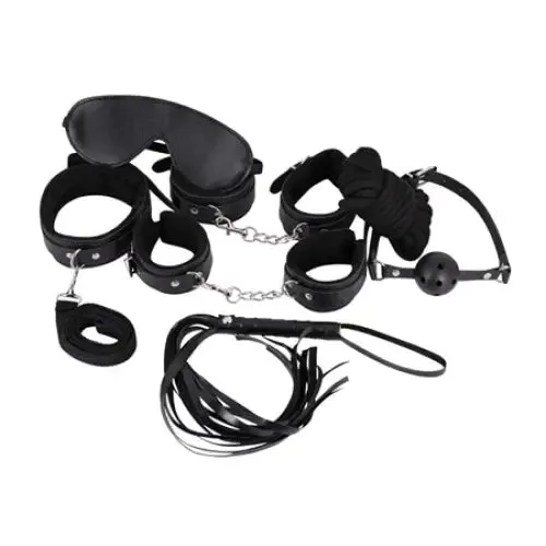 Comme Ci Comme Ca Restraints Lust PU Leather 7 Pack Lite Bondage Set Black