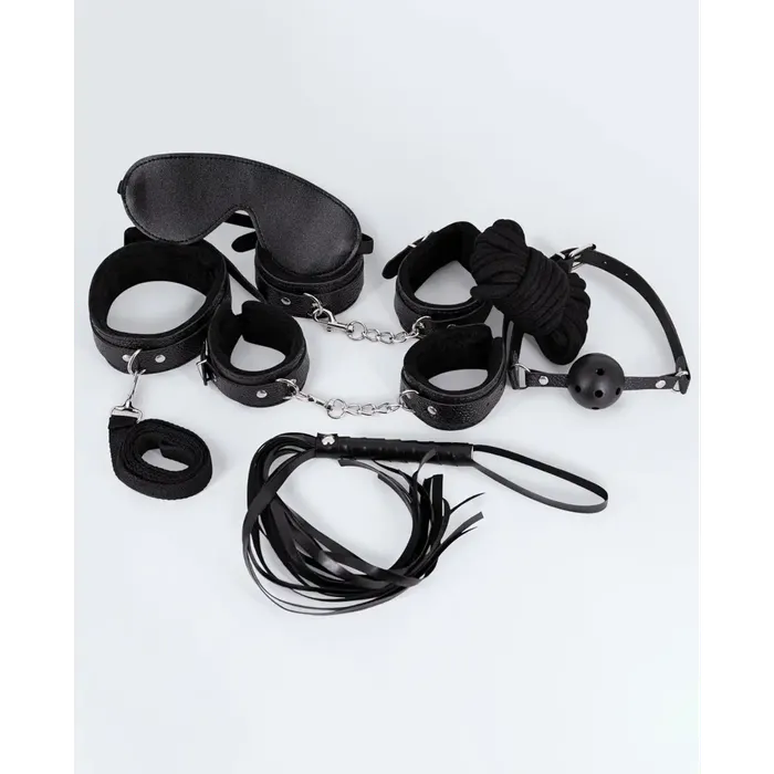 Comme Ci Comme Ca Restraints Lust PU Leather 7 Pack Lite Bondage Set Black Comme Ci Comme Ca Restraints Lust PU Leather 7 Pack Lite Bondage Set Black