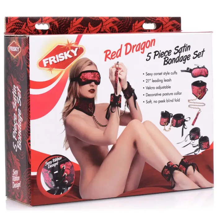 Couples Frisky Red Dragon 5 Piece Satin Bondage Set Couples Frisky Red Dragon 5 Piece Satin Bondage Set