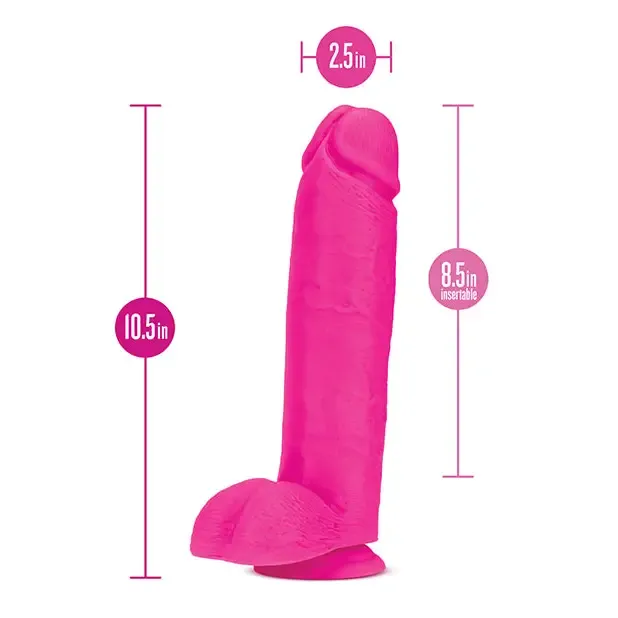 Dildos Blush Au Naturel Bold Huge 10 in Posable Dual Density Dildo with Balls Suction Cup Pink Blush