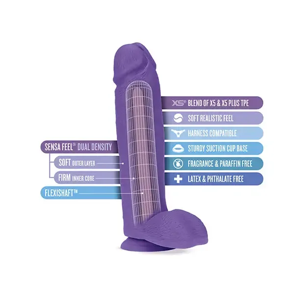 Dildos Blush Au Naturel Bold Huge 10 in Posable Dual Density Dildo with Balls Suction Cup Pink Blush