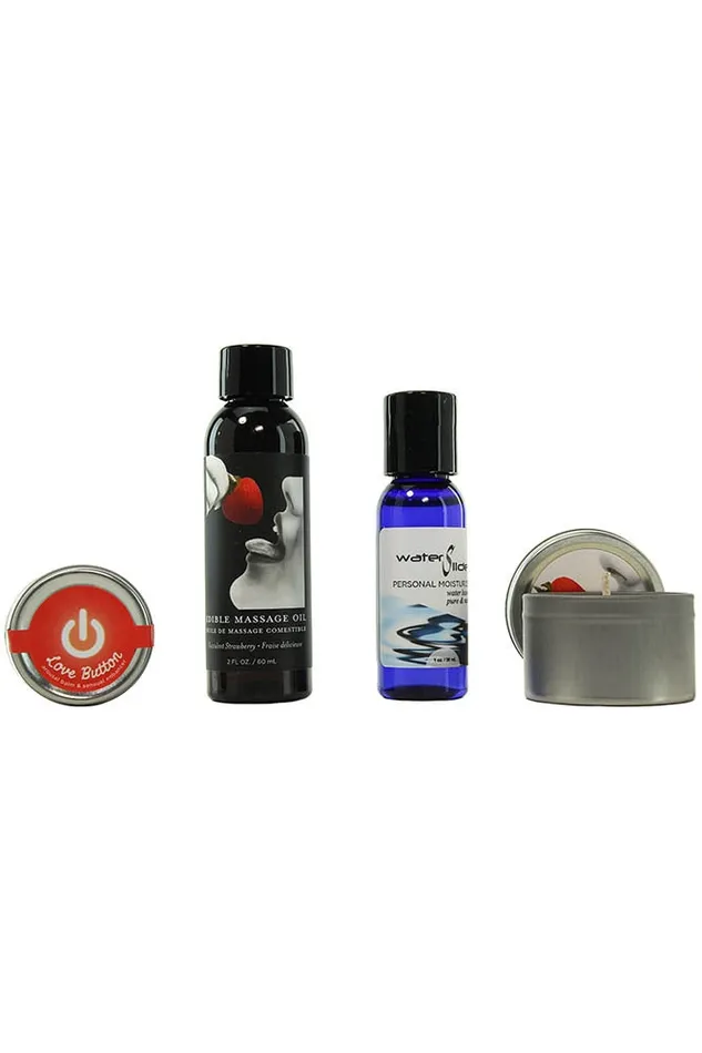 Earthly Body Female Sex Toys Hemp Seed Tasty Travel Set in Strawberry