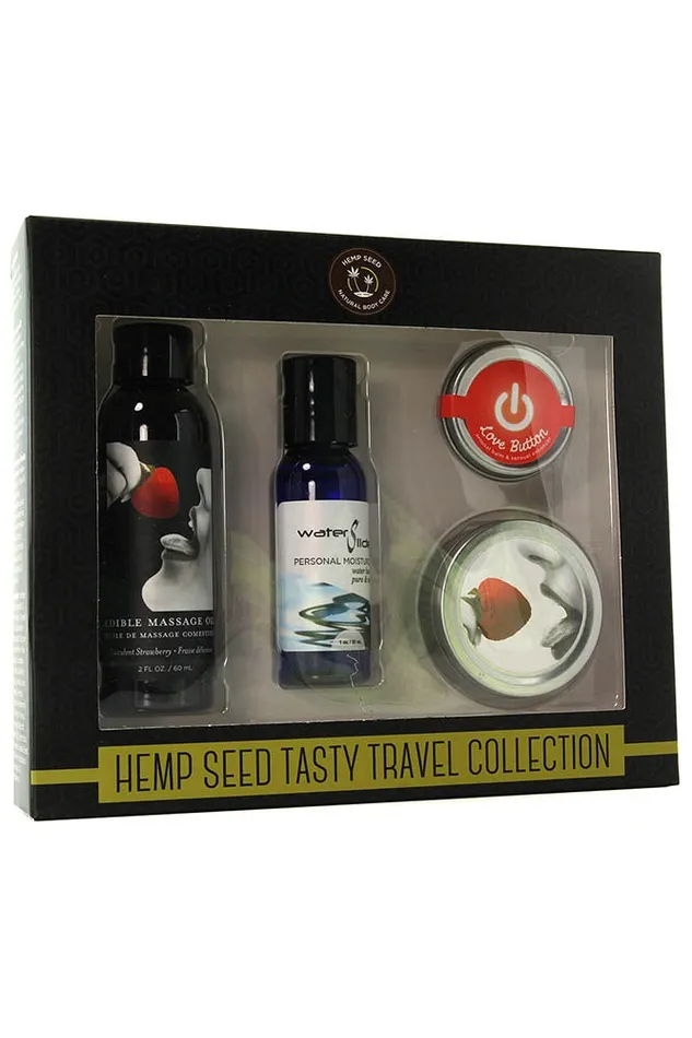 Earthly Body Female Sex Toys Hemp Seed Tasty Travel Set in Strawberry