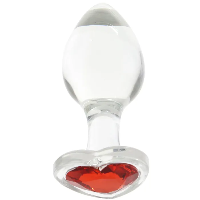 Evolved Novelties Adam Eve Red Heart Gem Glass Plug in Large Anal