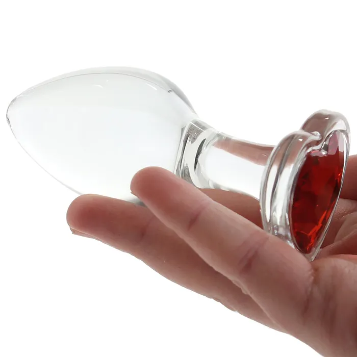 Evolved Novelties Adam Eve Red Heart Gem Glass Plug in Large Anal Evolved Novelties Adam Eve Red Heart Gem Glass Plug in Large Anal
