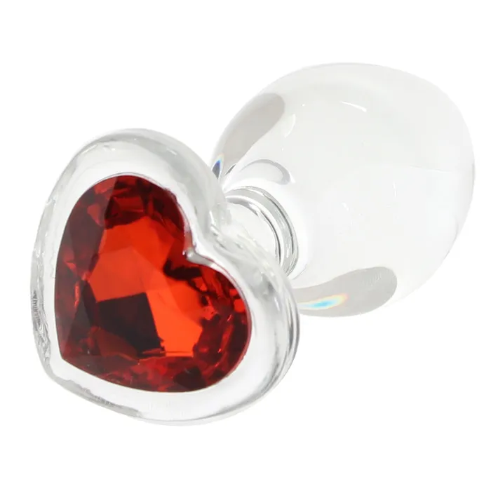 Evolved Novelties Adam Eve Red Heart Gem Glass Plug in Large Anal Evolved Novelties Adam Eve Red Heart Gem Glass Plug in Large Anal
