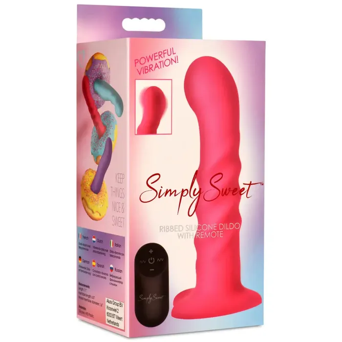 Female Sex Toys Curve Toys 21x Vibrating Ribbed Silicone Dildo