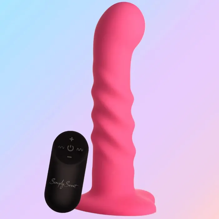 Female Sex Toys Curve Toys 21x Vibrating Ribbed Silicone Dildo
