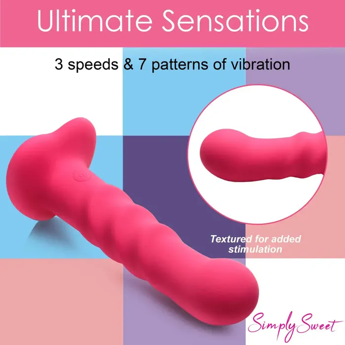 Female Sex Toys Curve Toys 21x Vibrating Ribbed Silicone Dildo