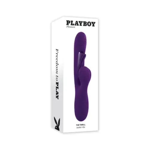 Female Sex Toys evolv Playboy The Thrill Rechargeable Silicone Dual Stim Vibrator with Flapper Acai