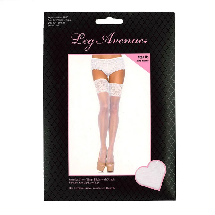 Female Sex Toys Leg Avenue Leg Avenue Spandex Sheer Thigh Highs With 5 Silicone Stay Up Lace Top White OS Female Sex Toys Leg Avenue Leg Avenue Spandex Sheer Thigh Highs With 5 Silicone Stay Up Lace Top White OS