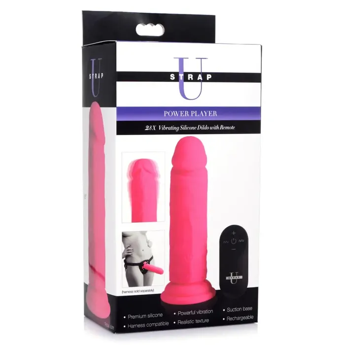 Female Sex Toys Power Player 28x Vibrating Silicone Dildo With Remote Strap U