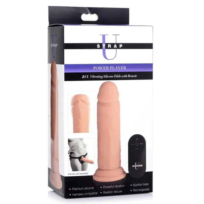 Female Sex Toys Power Player 28x Vibrating Silicone Dildo With Remote Strap U