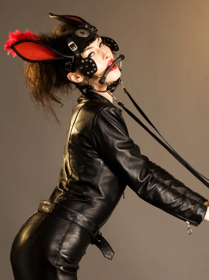 HonourSkintwocom Female Sex Toys Leather Pony Girl Head Harness with Ears