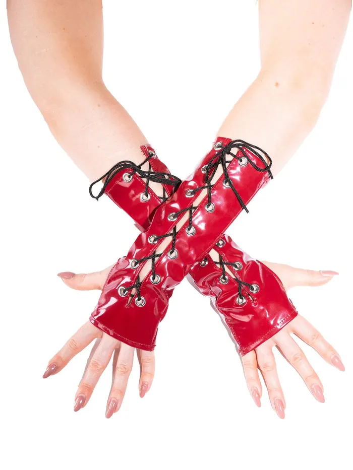 HonourSkintwocom Male Sex Toys Vino Lace up PVC Gauntlet Gloves