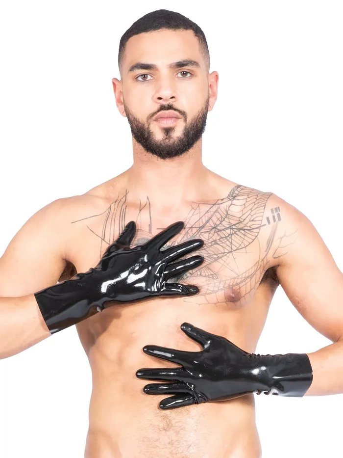HonourSkintwocom Mens Moulded Short Latex Gloves in Red Female Sex Toys