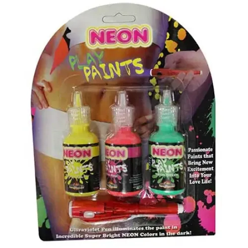 Hott Products Unlimited Female Sex Toys Neon Body Paints 3pk Card