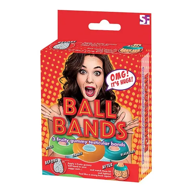 Hott Products Unlimited Male Sex Toys Gummy Ball Bands 3Pack Assorted ColorsFlavors Hott Products Unlimited Male Sex Toys Gummy Ball Bands 3Pack Assorted ColorsFlavors