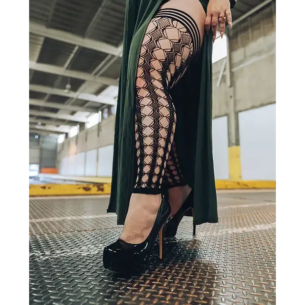 Kixies Anal Kixies Jo Circle Fishnet Footless Thigh High Black C Kixies Anal Kixies Jo Circle Fishnet Footless Thigh High Black C